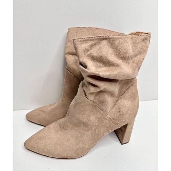 Jessica Simpson Slouch Ankle Boots Pointed Toe High Heel Neutral Tan Size 8 - Picture 4 of 8
